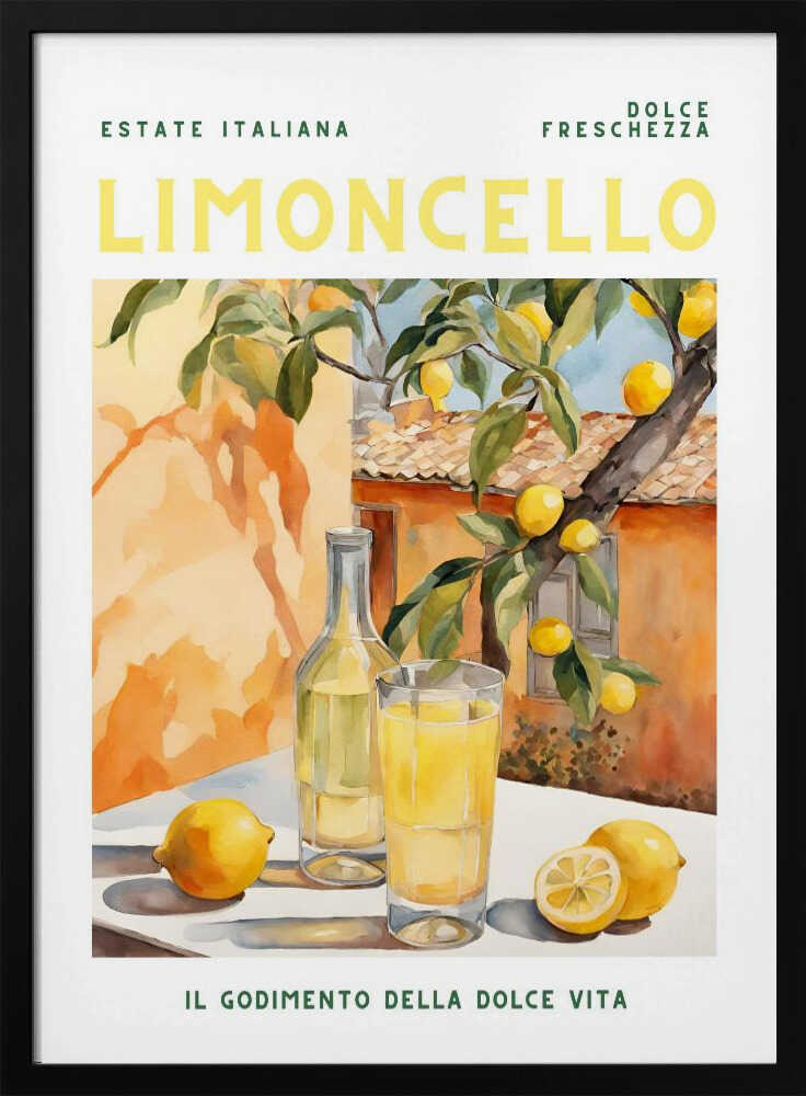 Summer Italian Limoncello Art Print UK — Food Vibrant Wall Art — Kitchen — Wall It All Prints