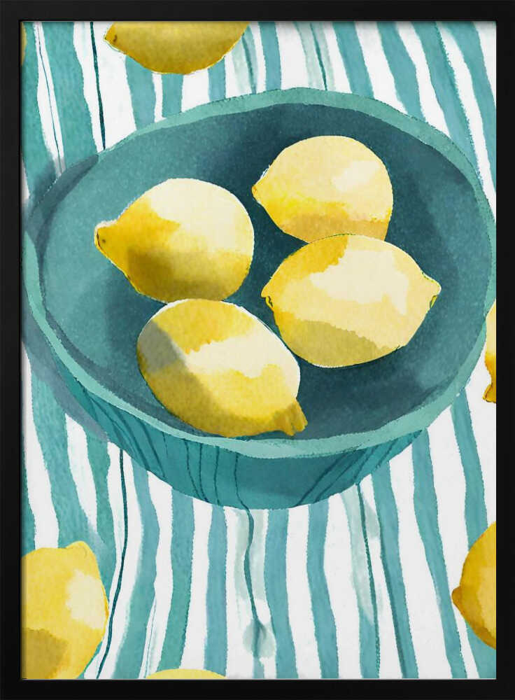 Bright Lemon Bowl Art Print UK — Food Vibrant Wall Art — Kitchen — Wall It All Prints