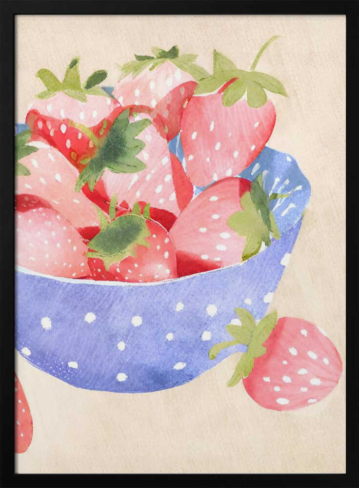 Fresh Strawberry Bowl Art Print UK — Food Calm Wall Art — Kitchen — Wall It All Prints