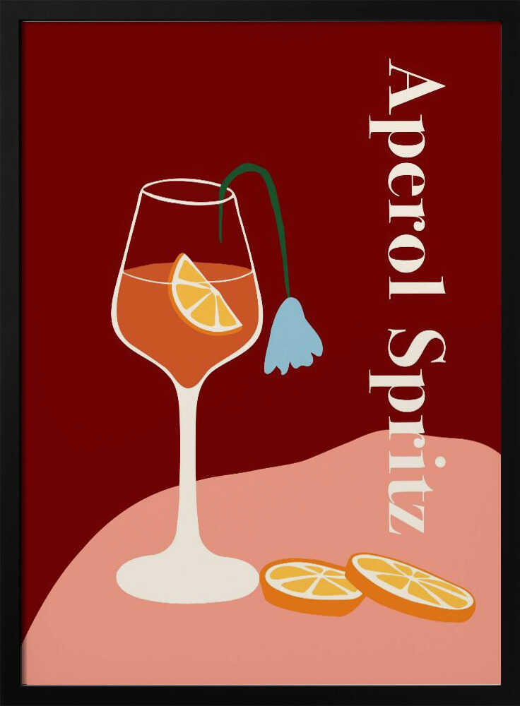 Refreshing Spritz Drink Art Print UK — Botanical Dark Wall Art — Kitchen — Wall It All Prints