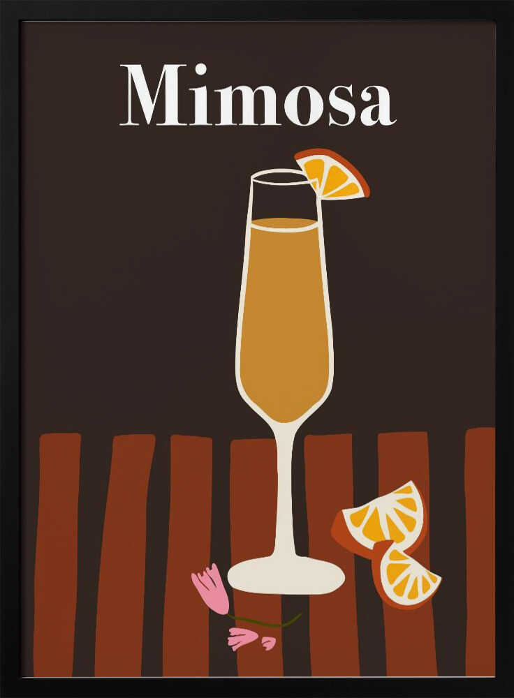 Elegant Mimosa Cocktail Art Print UK — Botanical Vibrant Wall Art — Kitchen — Wall It All Prints