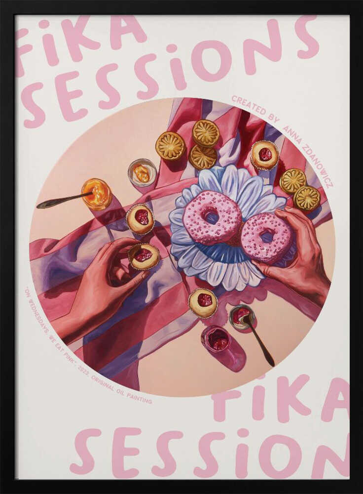 Pink Fika Sessions Art Print UK — Animal Vibrant Wall Art — Kitchen — Wall It All Prints