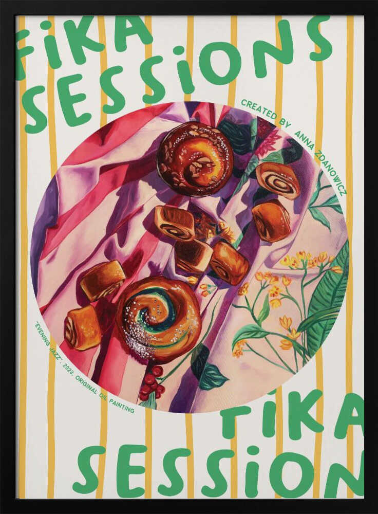 Cozy Fika Pastries Art Print UK — Botanical Vibrant Wall Art — Kitchen — Wall It All Prints