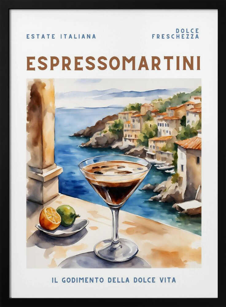 Italian Summer Espresso Martini Art Print UK — Landscape Vibrant Wall Art — Kitchen — Wall It All Prints