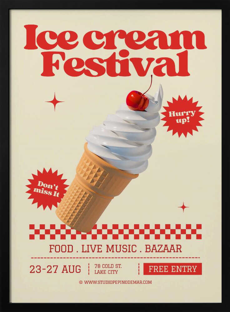 Ice Cream Festival Treat Art Print UK — Abstract Calm Wall Art — Kitchen — Wall It All Prints