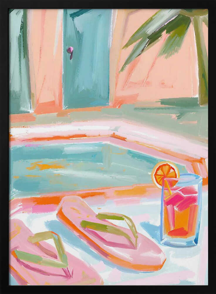 Poolside Summer Refreshment Art Print UK — Landscape Vibrant Wall Art — Living Room — Wall It All Prints