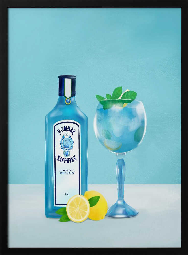 Gin Cocktail Art Print UK — Food Vibrant Wall Art — Kitchen — Wall It All Prints