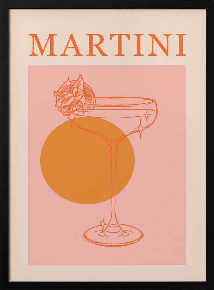 Retro Martini Cocktail Art Print UK — Abstract Minimal Wall Art — Office — Wall It All Prints