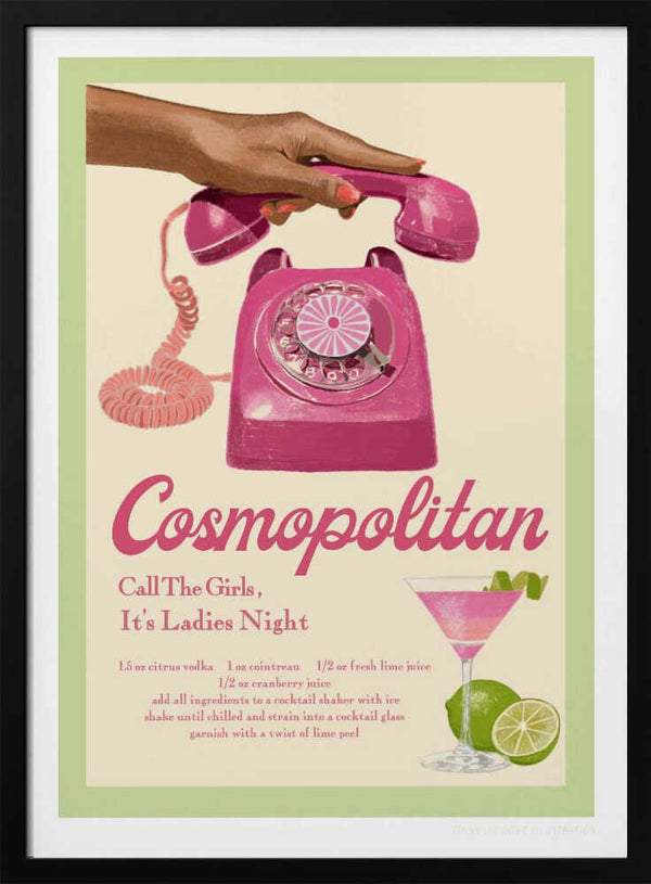 Jlr Cocktails Cosmopolitan Art Print UK — Vintage Vibrant Wall Art — Living Room — Wall It All Prints