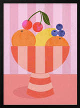 Fruit in Striped Bowl Art Print UK — Food Vibrant Wall Art — Kitchen — Wall It All Prints