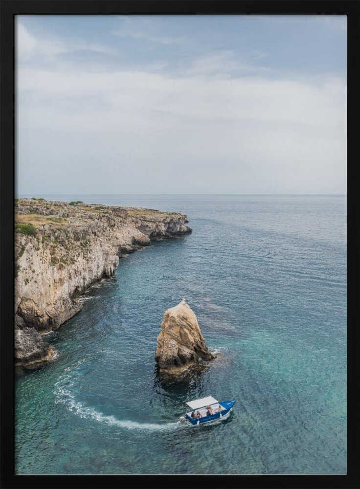 Turquoise Coastal Boat Trip Art Print UK — Landscape Calm Wall Art — Bedroom — Wall It All Prints