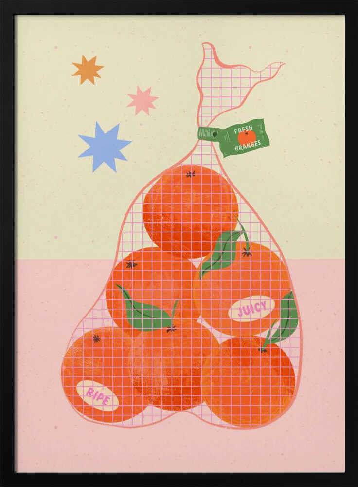 Fresh and Ripe Oranges Art Print UK — Food Vibrant Wall Art — Kitchen — Wall It All Prints