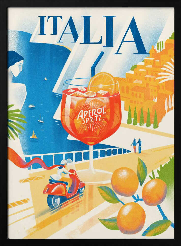 Italian Summer Coast Art Print UK — Portrait Vibrant Wall Art — Living Room — Wall It All Prints