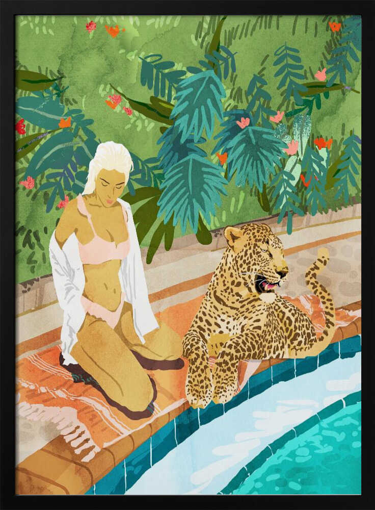 Tropical Poolside Leopard Art Print UK — Botanical Calm Wall Art — Living Room — Wall It All Prints
