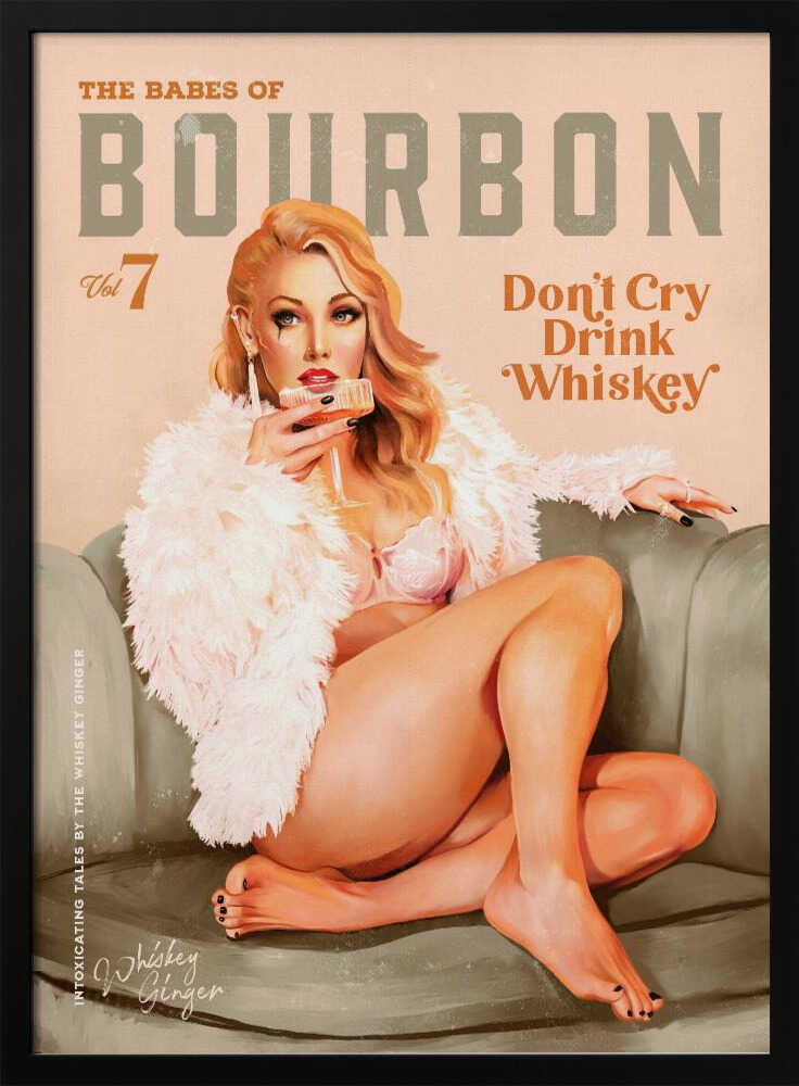 Babes of Bourbon Vol 7 Sexy Vintage Whiskey Pinup Girl Art Print UK — Portrait Dark Wall Art — Living Room — Wall It All...