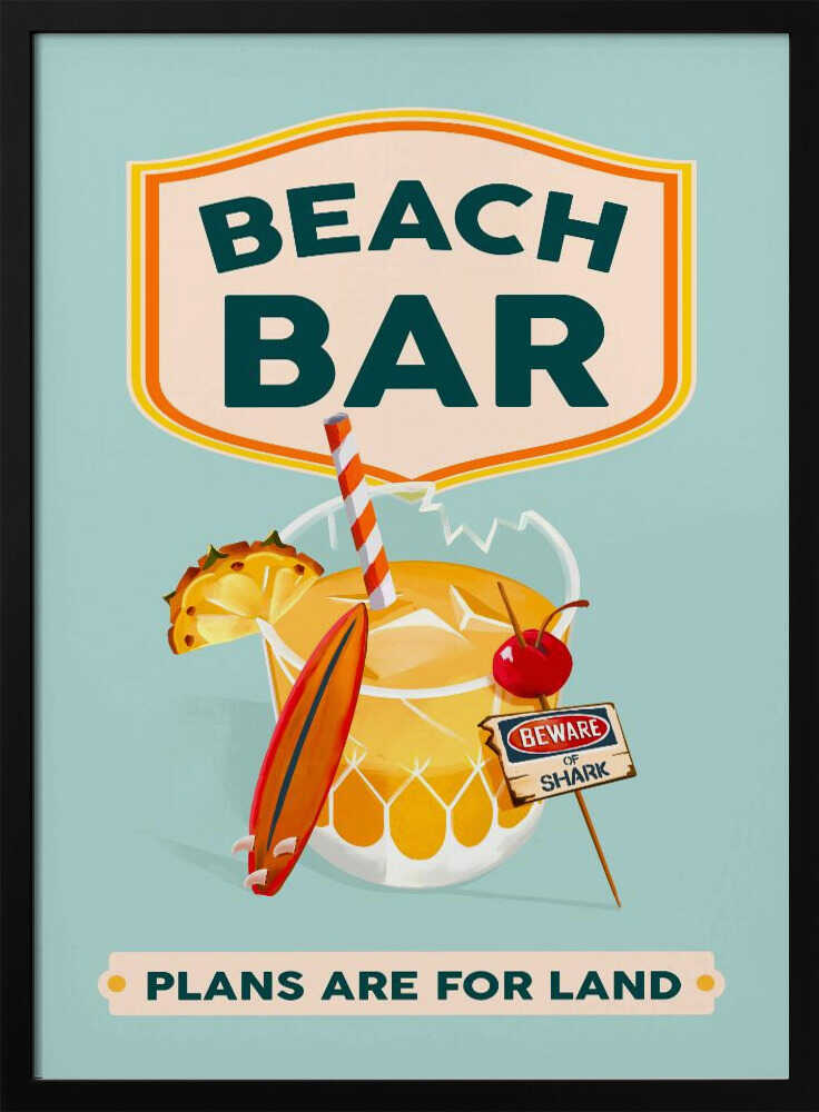 Beach Bar Summer Tropical Cocktail Bar Art Art Print UK — Landscape Vibrant Wall Art — Living Room — Wall It All Prints