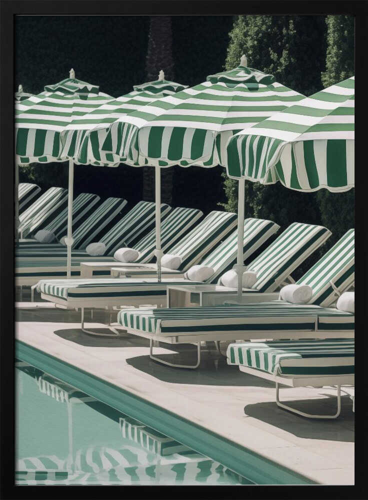 Green Striped Poolside Art Print UK — Animal Vibrant Wall Art — Living Room — Wall It All Prints