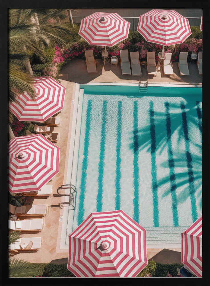 Summer Poolside Umbrellas Art Print UK — Botanical Elegant Wall Art — Living Room — Wall It All Prints