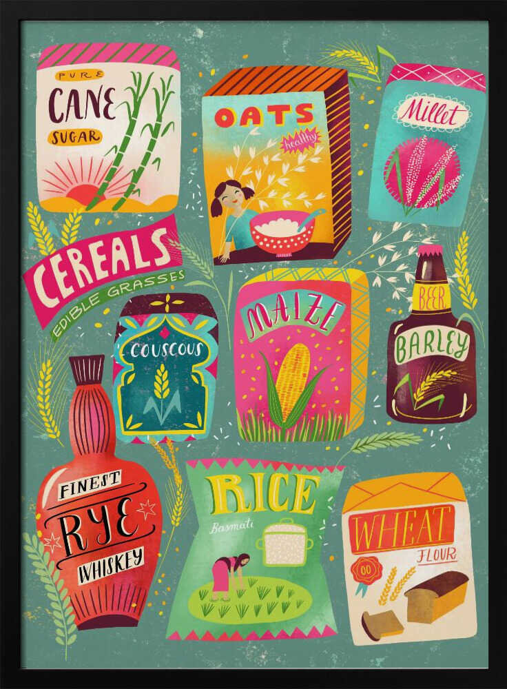 Essential Grains Collection Art Print UK — Food Vibrant Wall Art — Kitchen — Wall It All Prints