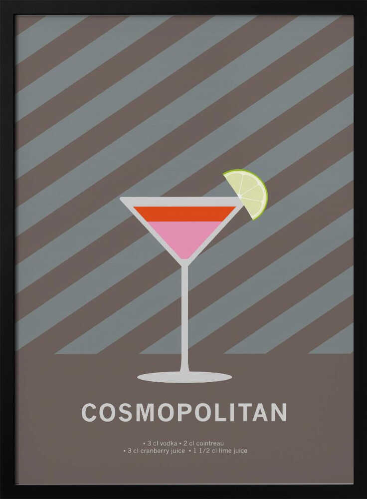 Cosmopolitan Lime Cocktail Art Print UK — Abstract Minimal Wall Art — Kitchen — Wall It All Prints