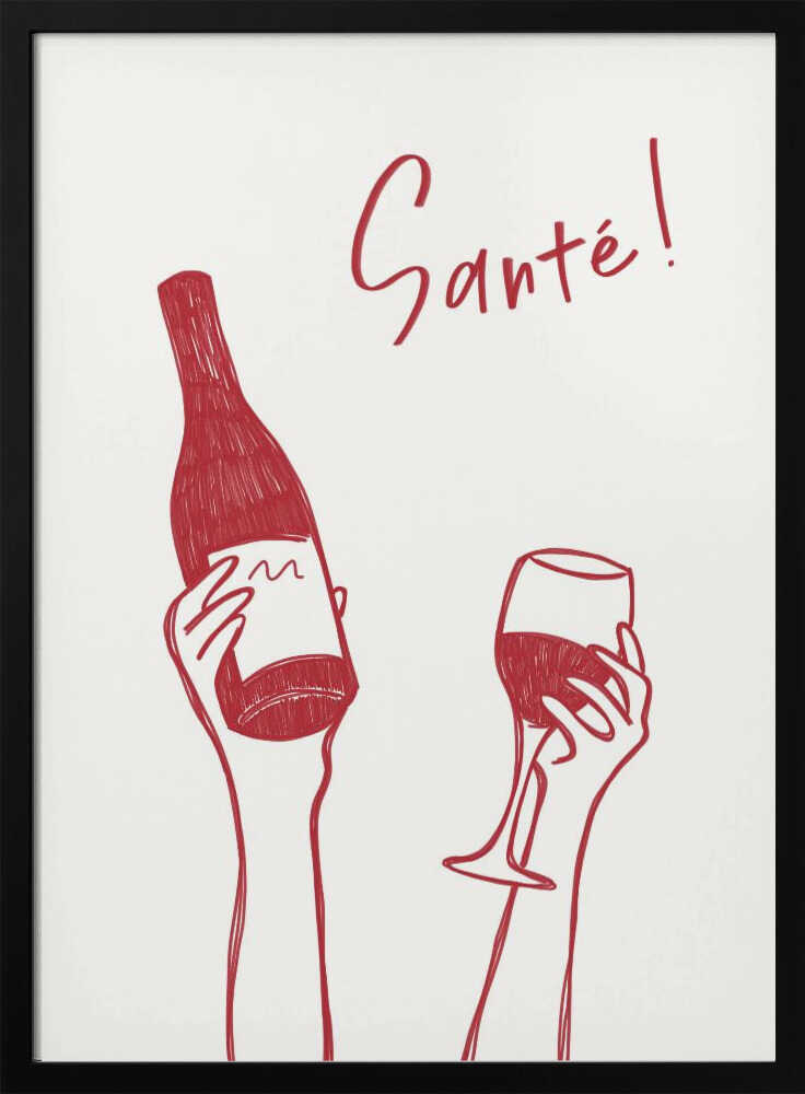 Santé Wine Toast Art Print UK — Food Minimal Wall Art — Kitchen — Wall It All Prints