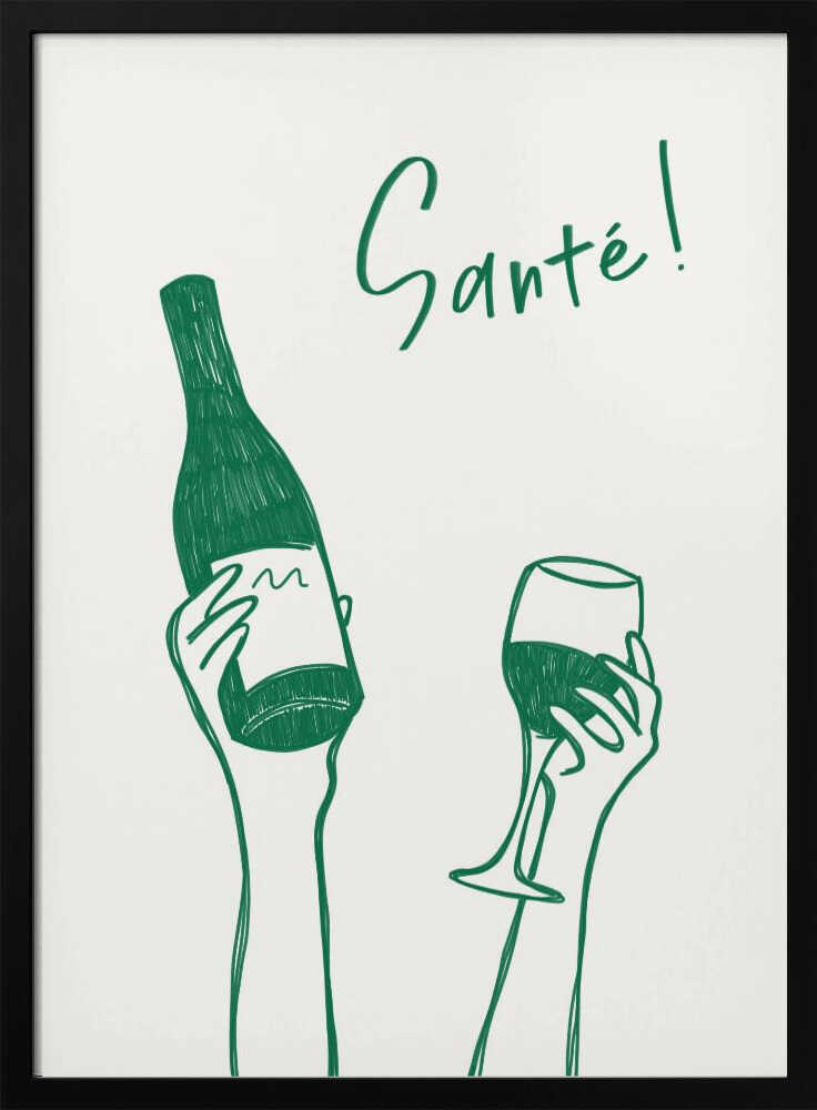 Santé Wine Toast Art Print UK — Abstract Minimal Wall Art — Kitchen — Wall It All Prints