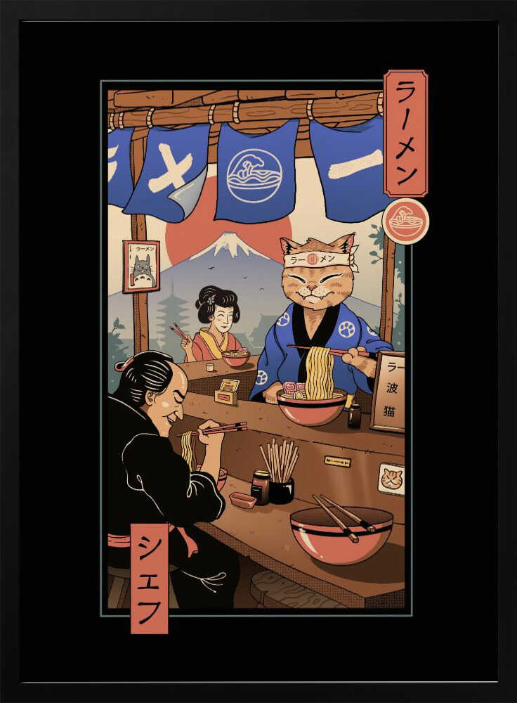 Ramen Meowster Art Print UK — Japanese Vibrant Wall Art — Kitchen — Wall It All Prints