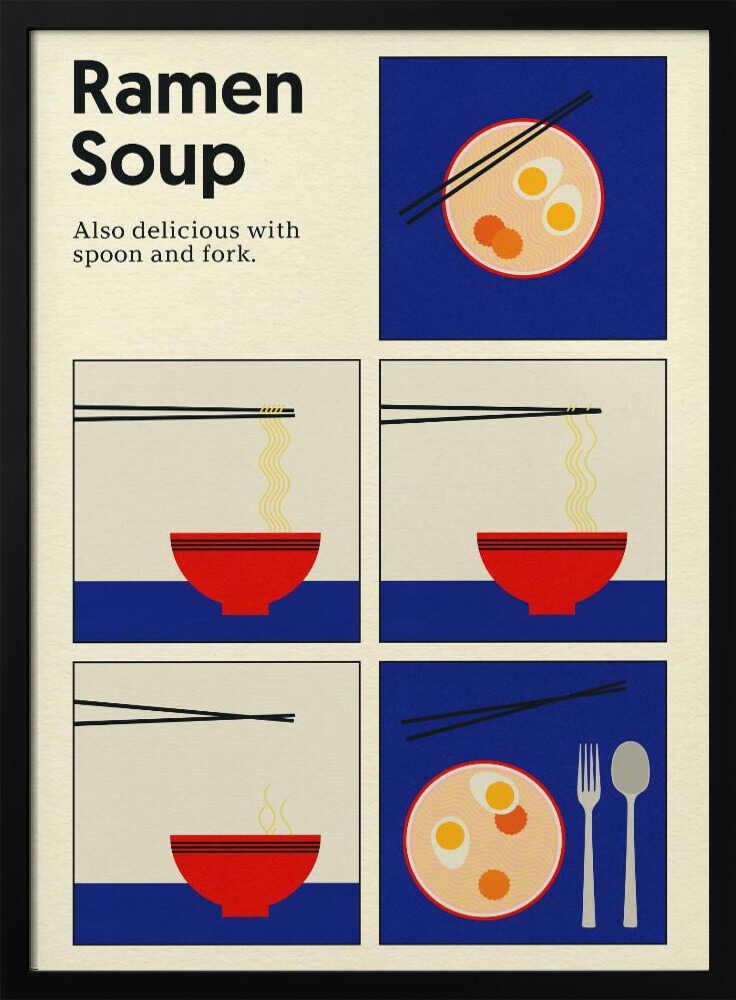 Poster Ramen Soup Art Print UK — Japanese Minimal Wall Art — Kitchen — Wall It All Prints