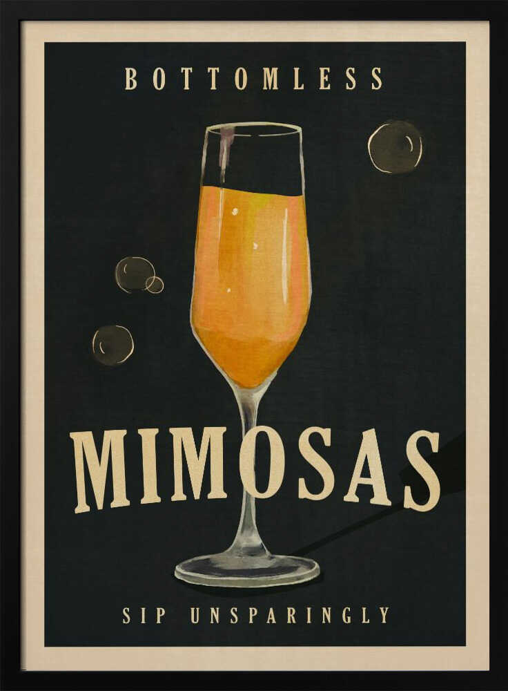 Bottomless Mimosas Art Deco Cocktail Bar Art Art Print UK — Dark Moody Dark Wall Art — Kitchen — Wall It All Prints
