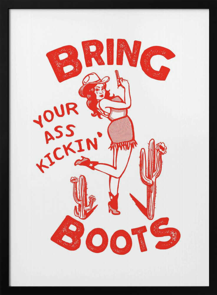 Ass Kicking Boots Funny Western Cowgirl Art Print UK — Abstract Vibrant Wall Art — Living Room — Wall It All Prints