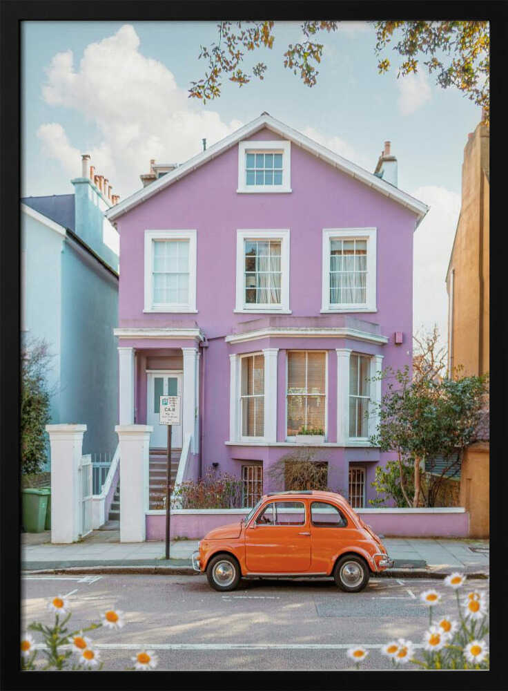 Charming Purple House Car Art Print UK — Botanical Vibrant Wall Art — Living Room — Wall It All Prints