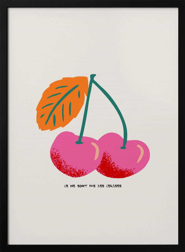 Pink Cherries Illustration Art Print UK — Botanical Vibrant Wall Art — Kitchen — Wall It All Prints