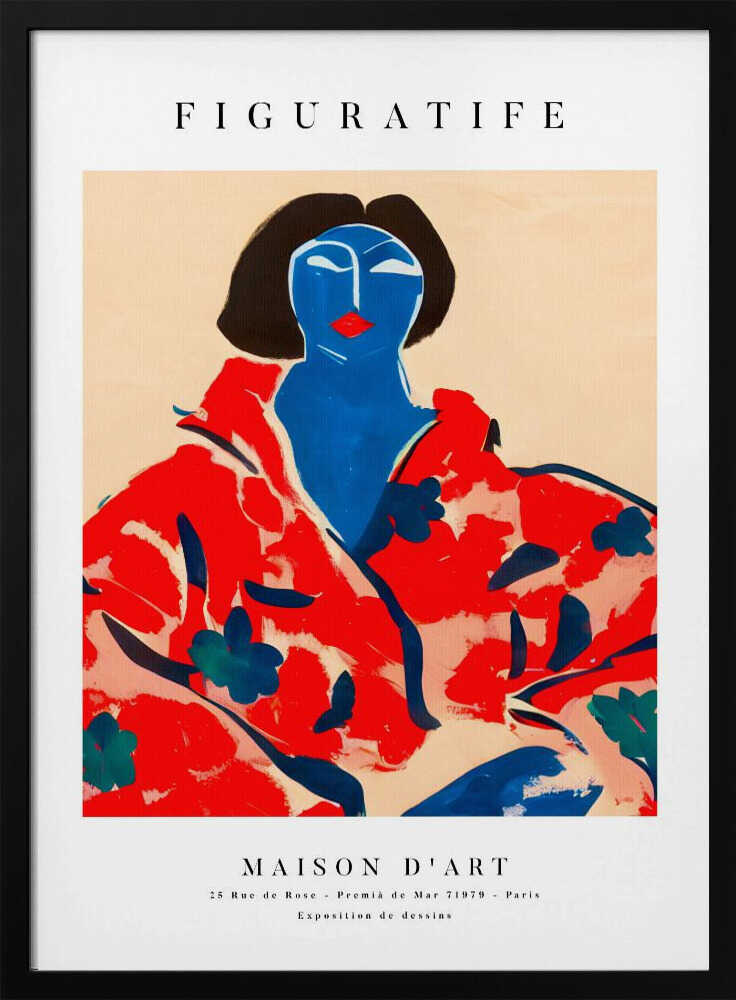 Blue Face Floral Portrait Art Print UK — Botanical Vibrant Wall Art — Living Room — Wall It All Prints