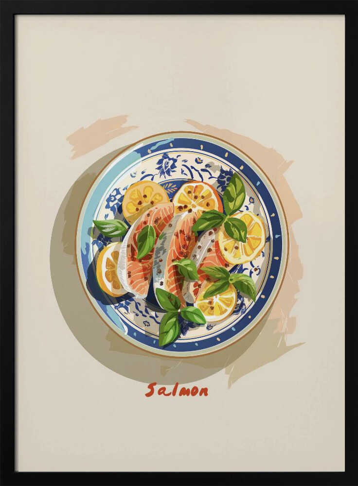 Zesty Salmon Plate Art Print UK — Food Fresh Wall Art — Kitchen — Wall It All Prints