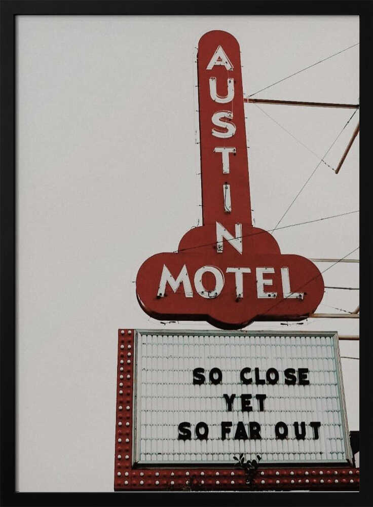 Austin Motel Vintage Sign Art Print UK — Vintage Vibrant Wall Art — Living Room — Wall It All Prints