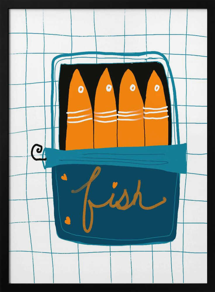 Orange Sardine Can Art Print UK — Abstract Vibrant Wall Art — Kitchen — Wall It All Prints