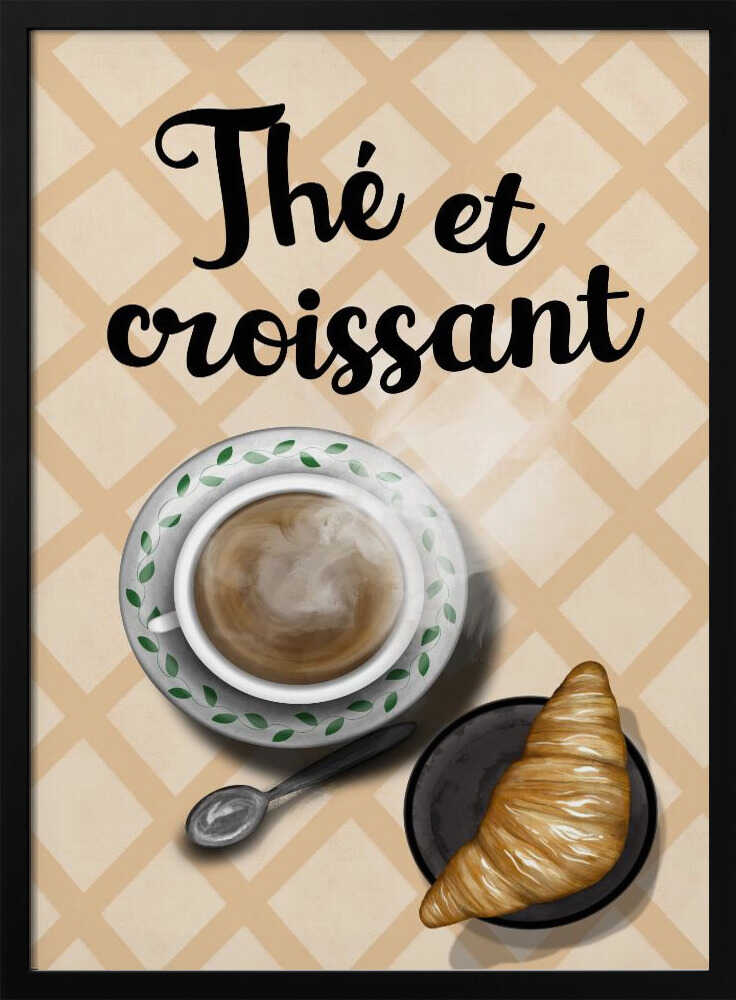 French Tea Croissant Art Print UK — Food Warm Wall Art — Kitchen — Wall It All Prints