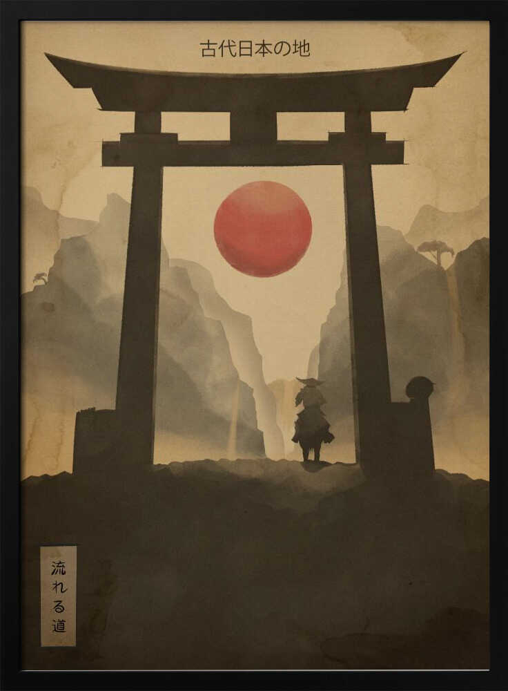 Warrior at Torii Gate Art Print UK — Japanese Calm Wall Art — Living Room — Wall It All Prints