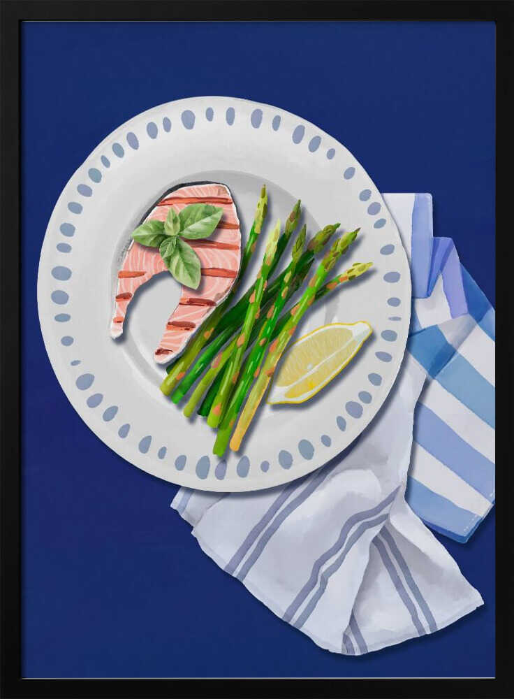 Fresh Grilled Salmon Art Print UK — Food Minimal Wall Art — Kitchen — Wall It All Prints
