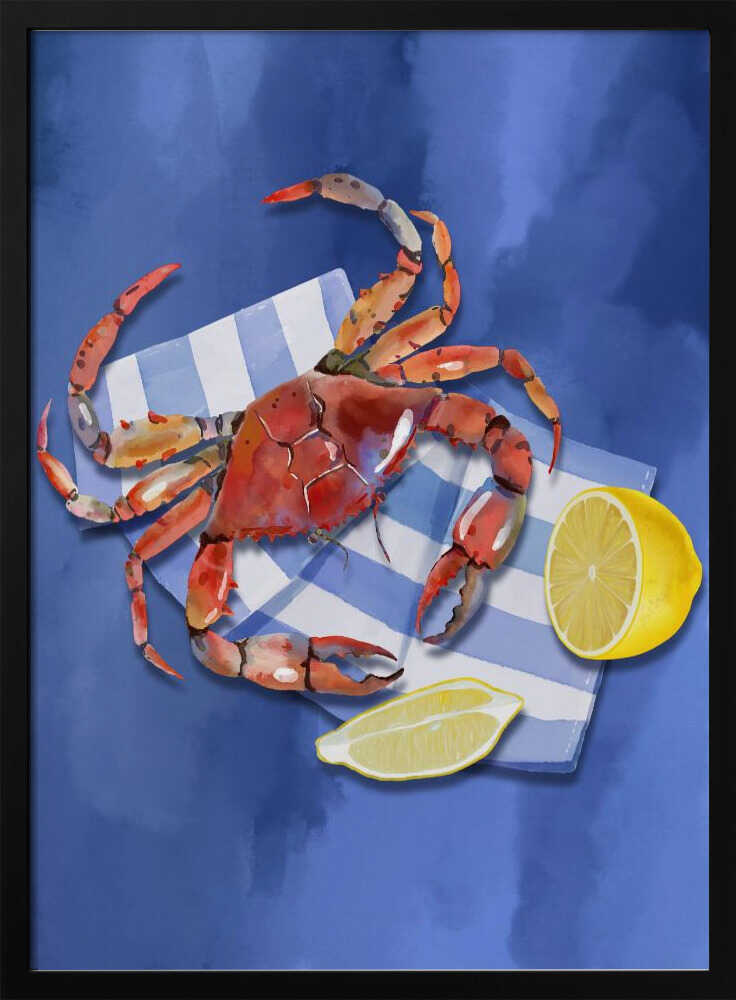 Fresh Crab and Lemon Art Print UK — Landscape Fresh Wall Art — Kitchen — Wall It All Prints