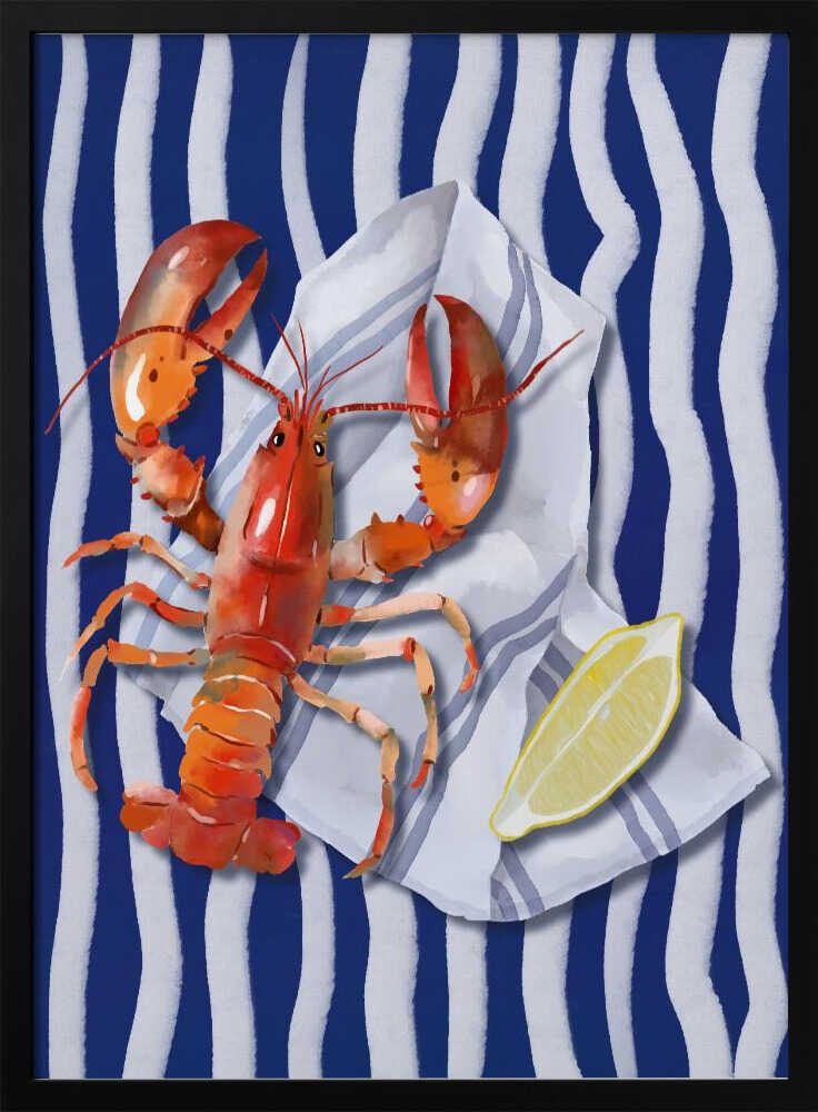 Coastal Lobster with Lemon Art Print UK — Landscape Fresh Wall Art — Kitchen — Wall It All Prints