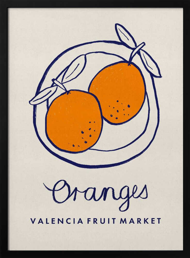 Valencia Market Oranges Art Print UK — Abstract Vibrant Wall Art — Kitchen — Wall It All Prints