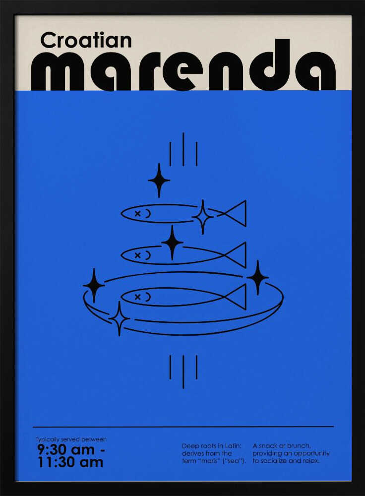 Croatian Marenda Fish Art Print UK — Abstract Dark Wall Art — Kitchen — Wall It All Prints
