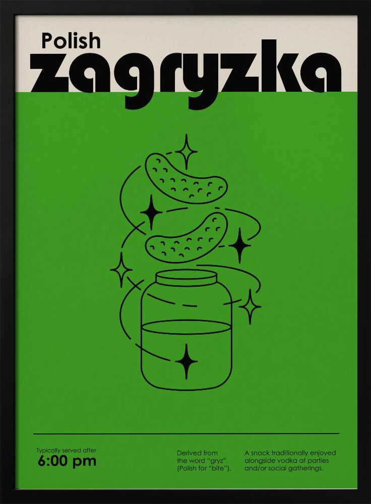 Green Polish Snack Art Print UK — Abstract Dark Wall Art — Kitchen — Wall It All Prints