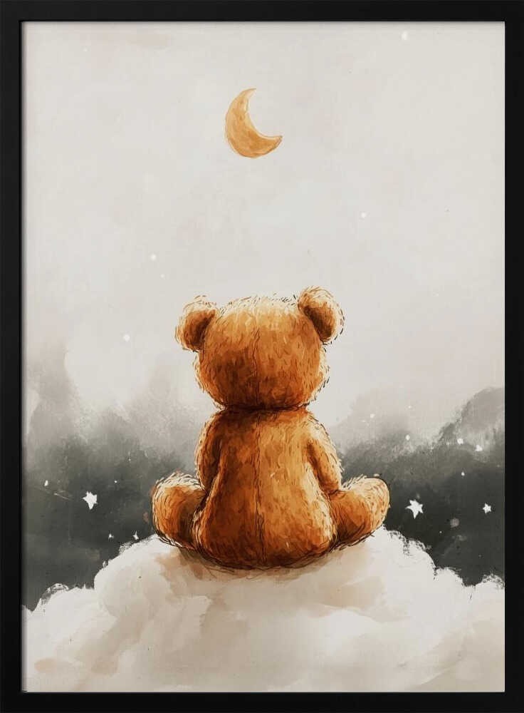 Moonlit Bear Dreams Art Print UK — Celestial Calm Wall Art — Bedroom — Wall It All Prints