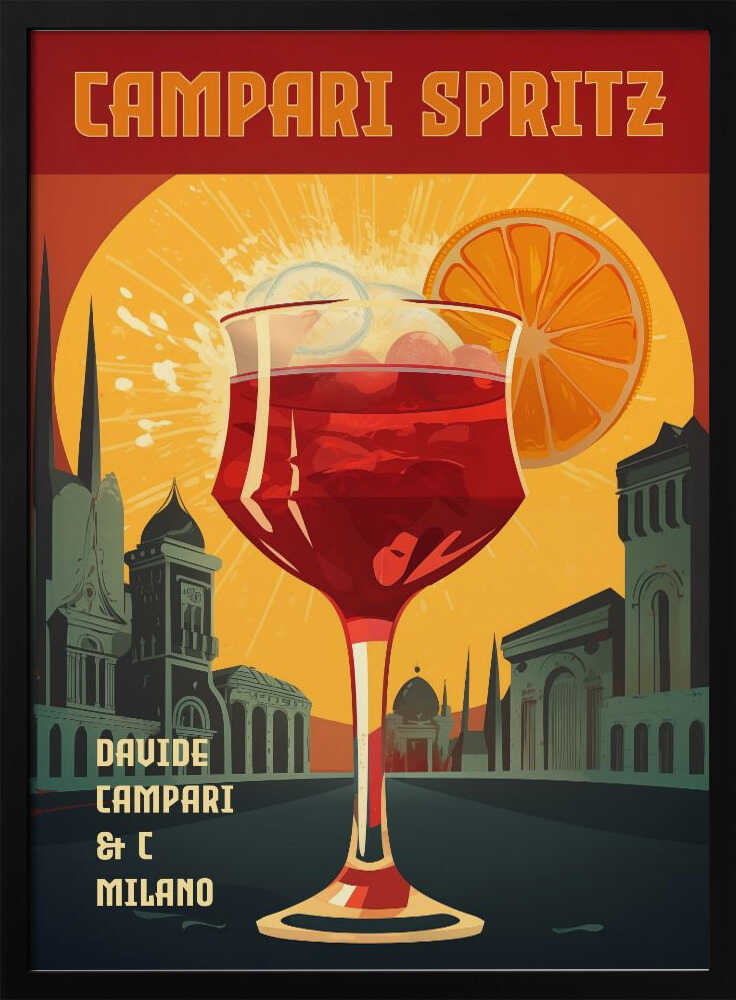 Campari Spritz Milan Sunset Art Print UK — Landscape Warm Wall Art — Living Room — Wall It All Prints