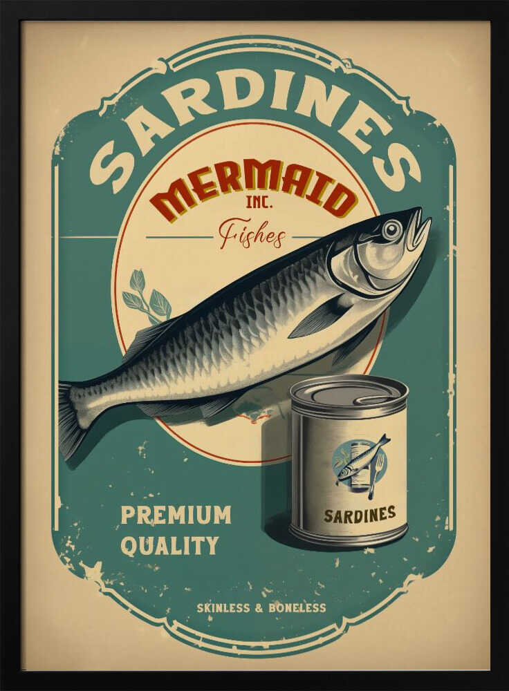 Vintage Sardine Ad Art Print UK — Landscape Vibrant Wall Art — Kitchen — Wall It All Prints