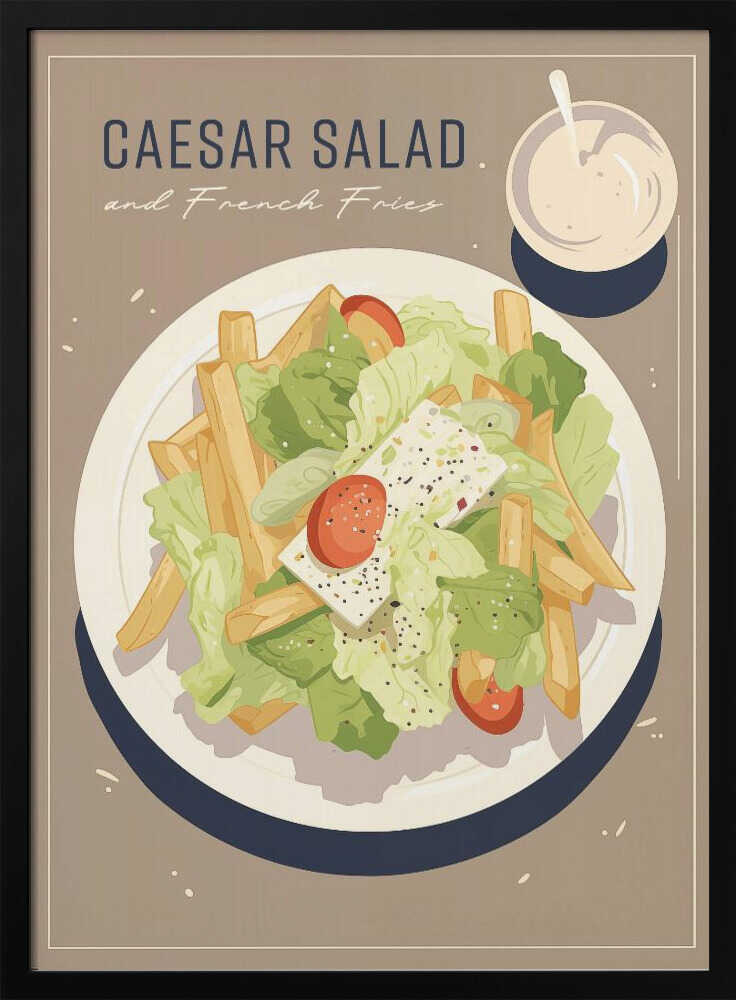 Caesar Salad and French Fries Art Print UK — Abstract Fresh Wall Art — Kitchen — Wall It All Prints