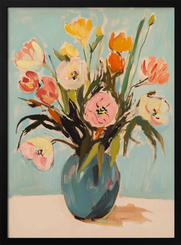 Colorful Happy Flowers Art Print UK — Botanical Vibrant Wall Art — Living Room — Wall It All Prints
