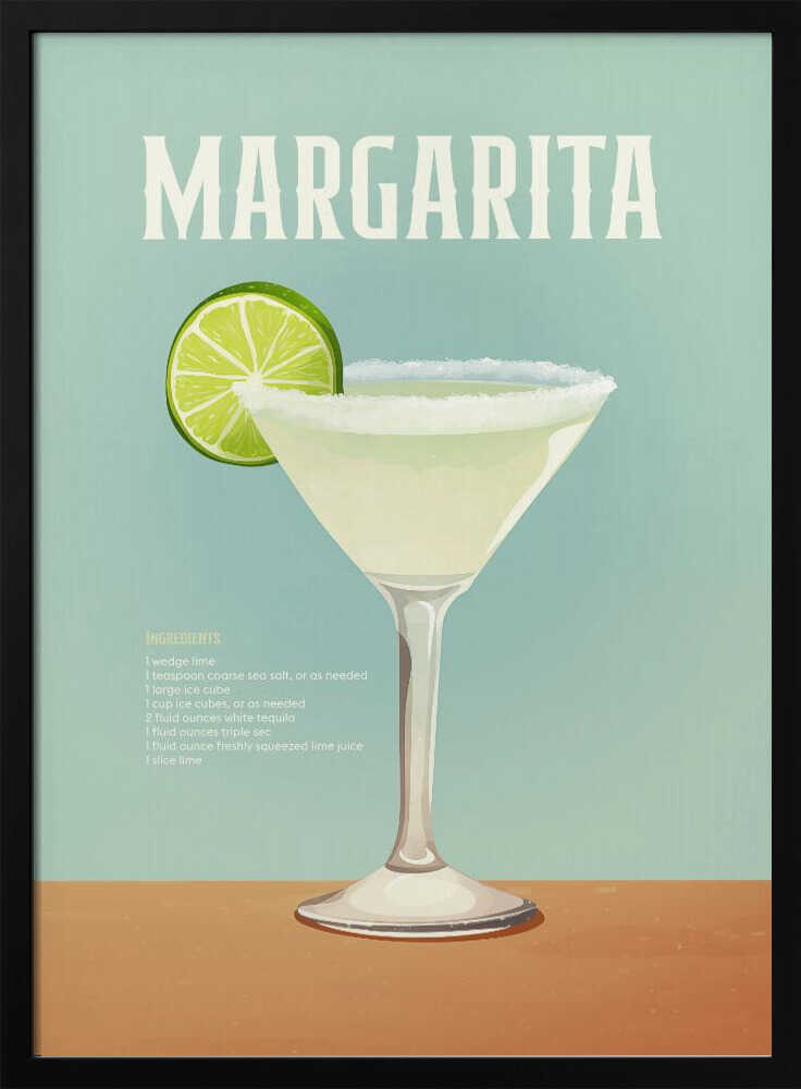 Margarita Cocktail Recipe Art Print UK — Vintage Fresh Wall Art — Living Room — Wall It All Prints